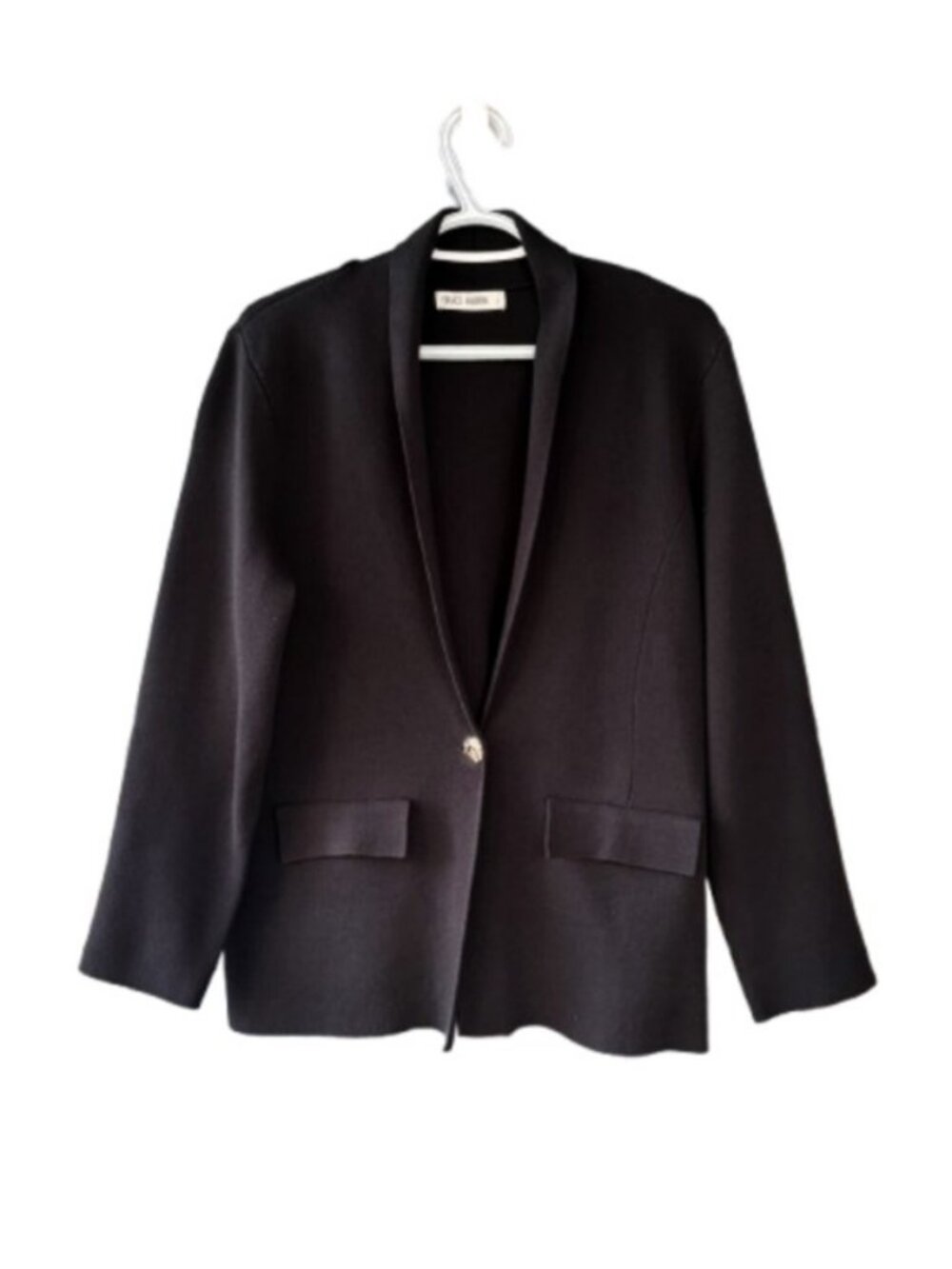 Grace Karin knitted sweater blazer black women's size L - Picture 2 of 6